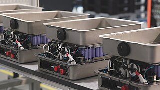 INVENOX battery systems on an assembly table in final assembly