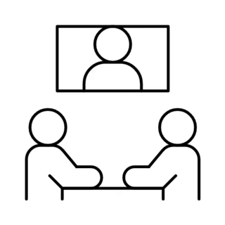 Icon mit symbolischer Darstellung eines Bewerbungsgesprächs