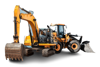 Illustration of electrically powered wheel loaders and electrically powered excavators.